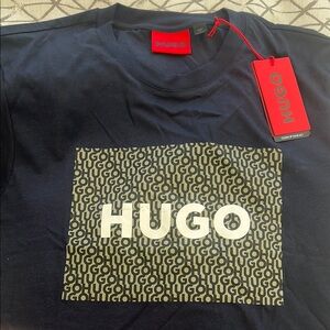HUGO Black Short Sleeve Tee with Graphic Design